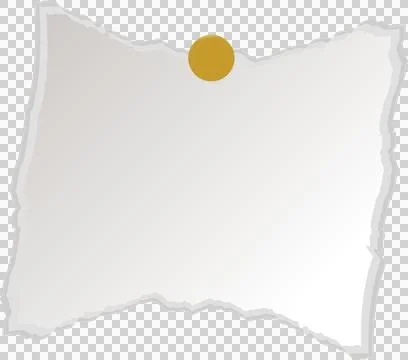 Torn note sheet is being shown in flat design, with yellow pushpin on Stock Illustration