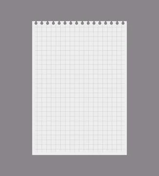 Torn notebook or checkered notepad page realistic vector illustration isolated. Stock Illustration