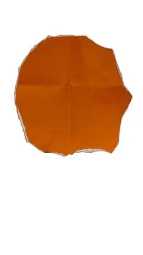 Torn orange paper circle, old paper texture, crumpled paper effect. Stock Photos