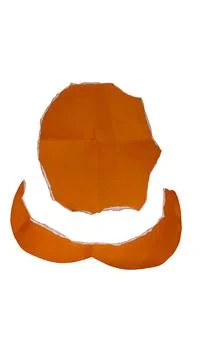 Torn orange paper with white edge and curved piece on transparent background. Stock Photos