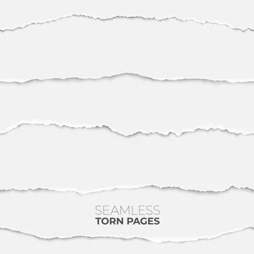 Torn page seamless texture. Paper edge backdrop, grunge rip papers stripes Stock Illustration