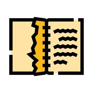 Torn page in spiral notebook with damaged paper 库存插图