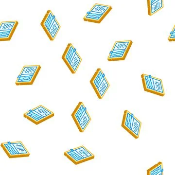 Torn pages book isometric icon seamless pattern Stock Illustration