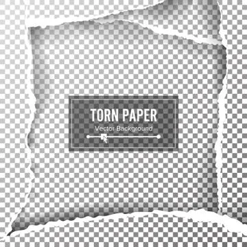 Torn Paper Blank Vector. Ripped Edges With Space For Text. Torn Page Banner For Stock Illustration