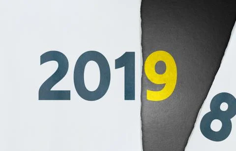 Torn paper change from year 2018 to new year 2019 Stock Photos