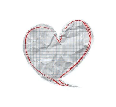 Torn paper chat balloon. Ripped heart red frame underline scribble element Stock Illustration
