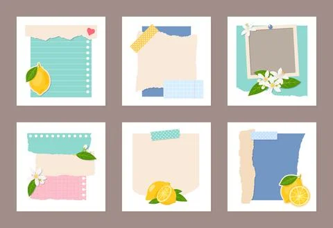 Torn paper collage frames. Social media story design, cardboard pieces with Stock Illustration
