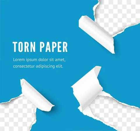 Torn paper corner effect over transparent background Stock Illustration