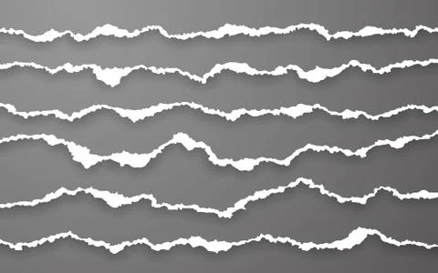 Torn paper edge. Ripped squared paper strips. Vector illustration. Stock Illustration