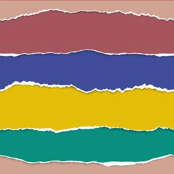 Torn paper edge seamless borders. Colorful pages rip, papers stripes for web Stock Illustration