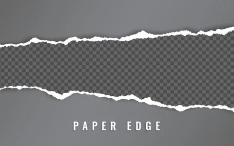 Torn paper edge. Torn paper stripes. Ripped squared horizontal paper strips.  Stock Illustration