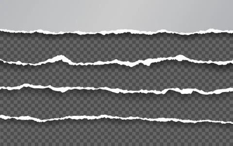 Torn paper edge. Torn paper stripes. Ripped squared horizontal paper strips.  Stock Illustration