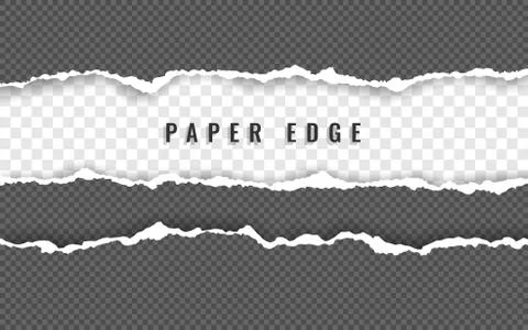 Torn paper edge. Torn paper stripes. Ripped squared horizontal paper strips.  Stock Illustration