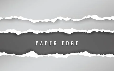 Torn paper edge. Torn paper stripes. Ripped squared horizontal paper strips.  Stock Illustration