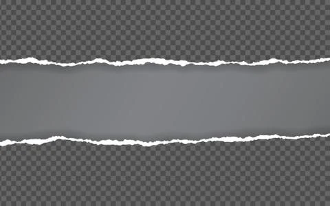 Torn paper edge. Torn paper stripes. Ripped squared horizontal paper strips.  Illustrazione stock
