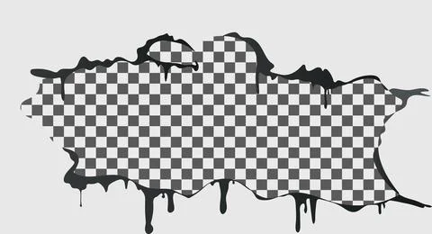 Torn paper effect with dripping black ink revealing checkered pattern, drippi Stockillustratie