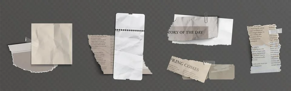 Torn paper elements set Stock Illustration