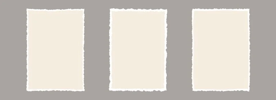 Torn paper frame backgrounds. Beige blank sheet wallpapers with jagged edges Illustrazione stock