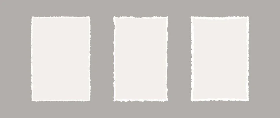 Torn paper frame backgrounds. Beige blank sheet wallpapers with jagged edges Stock Illustration
