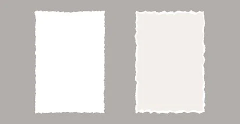 Torn paper frame backgrounds. White and beige blank sheet wallpapers with jagged Stock Illustration