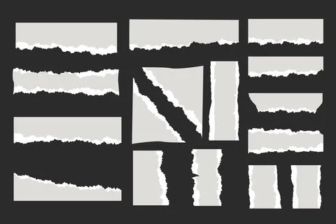 Torn paper frame border set collection on black background, transparent Whi.. Stock-Illustration