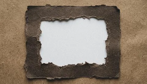 Torn paper frame on brown background. Stock Illustration