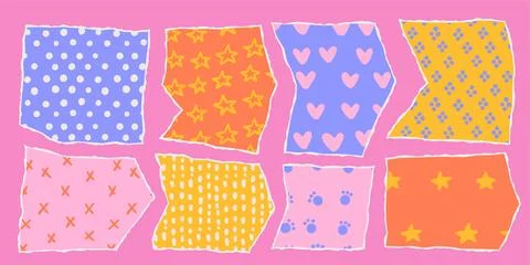 Torn paper frames with jagged edges set. Imitation of colored paper, torn ornate Illustrazione stock