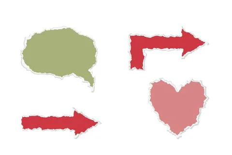 Torn paper geometric shapes set. Vector scraps of heart, arrows. Torn paper 스톡 일러스트