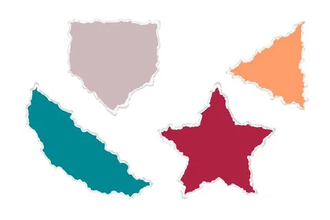 Torn paper geometric shapes set. Vector scraps of a star, semicircle, triangle Illustrazione stock