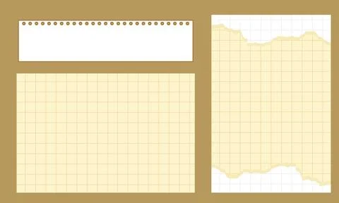 Torn Paper Grid Notes With Neutral Tones For Scrapbook Layouts And Creative.. Stock Illustration