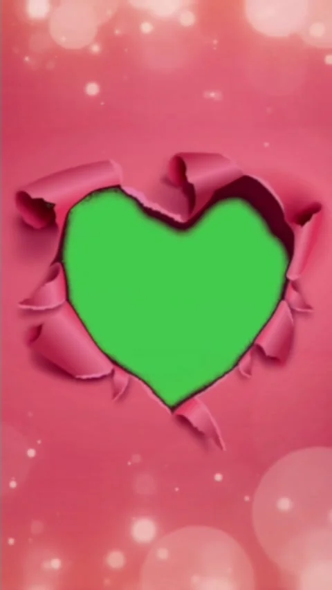 Torn Paper Heart Green Screen Vertical Stock-Footage 344765740