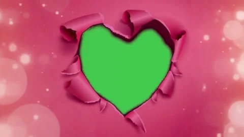 Torn Paper Heart Green Screen Overlay Stock-Footage 344765744