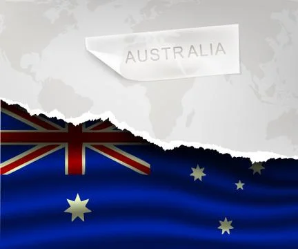 Torn paper with hole and shadows flag Stock Illustration