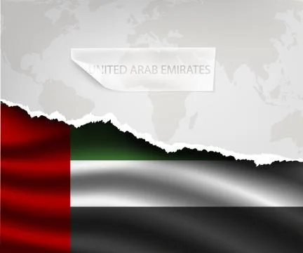 Torn paper with hole and shadows flag Stock Illustration