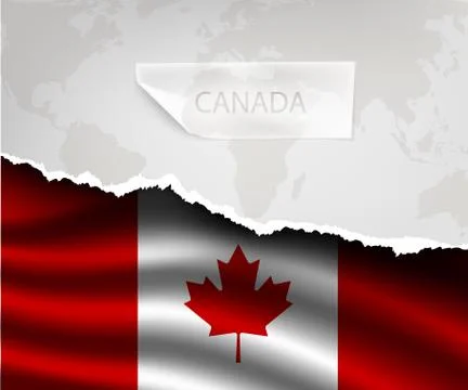 Torn paper with hole and shadows flag Stock Illustration