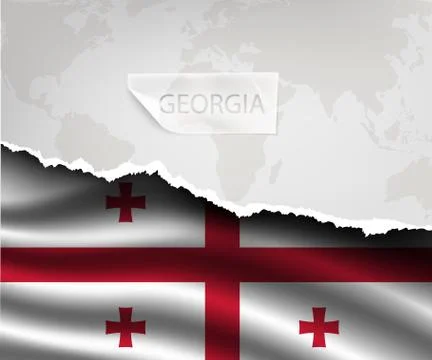 Torn paper with hole and shadows flag Stock Illustration