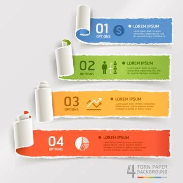 Torn paper infographics template. Vector illustration. Stockillustratie