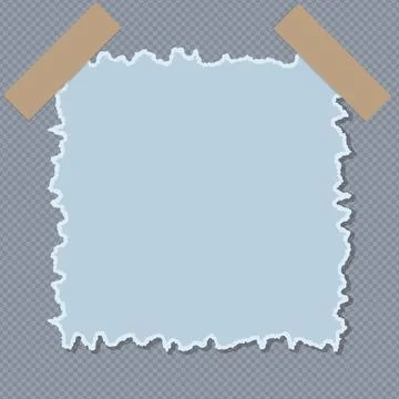Torn paper note with adhesive tape on transparent background Stock Illustration