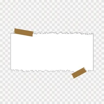 Torn Paper Note with Tape Transparent Background Template Stock Illustration