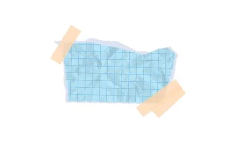 Torn paper note vector in blue color. Features sticky adhesive tape texture, old Stock Illustration