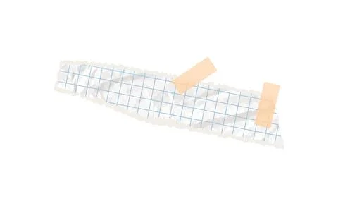 Torn paper note vector in white color. Features sticky adhesive tape texture, Illustrazione stock