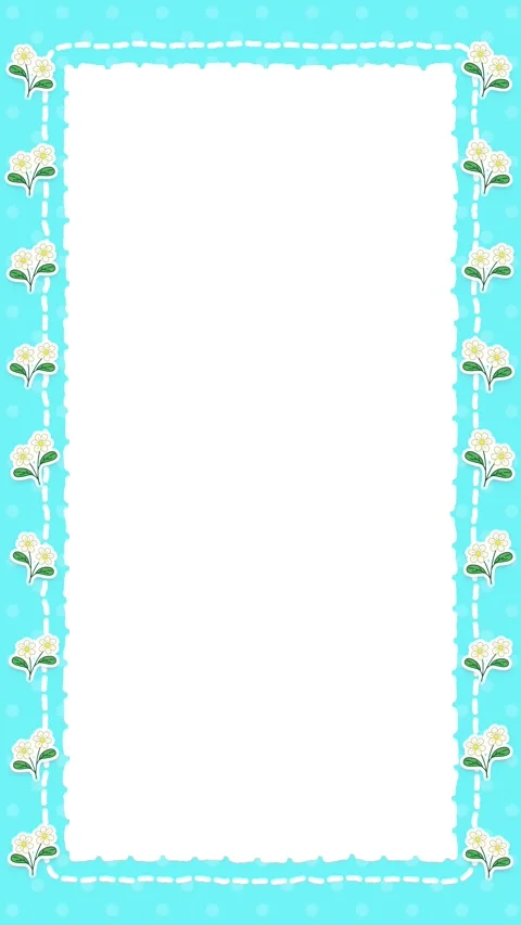 Torn Paper Notebook Frame Loop in Blue With Flowers Stock Footage 345308286