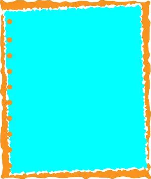 Torn paper with orange border and cyan background イラスト素材