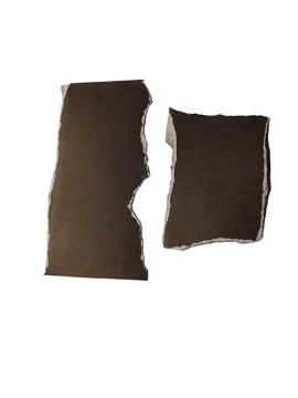 Torn paper pieces on black background dark brown paper texture Stock Illustration
