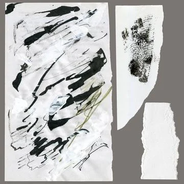 Torn paper pieces set of 3 pieces. White shapes with jagged uneven edges. Ripped Stock Illustration