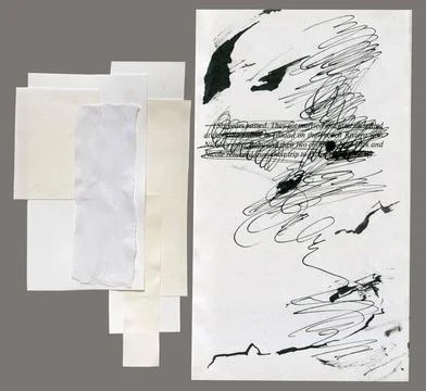 Torn paper pieces set of two pieces. White shapes with jagged uneven edges Stock Illustration