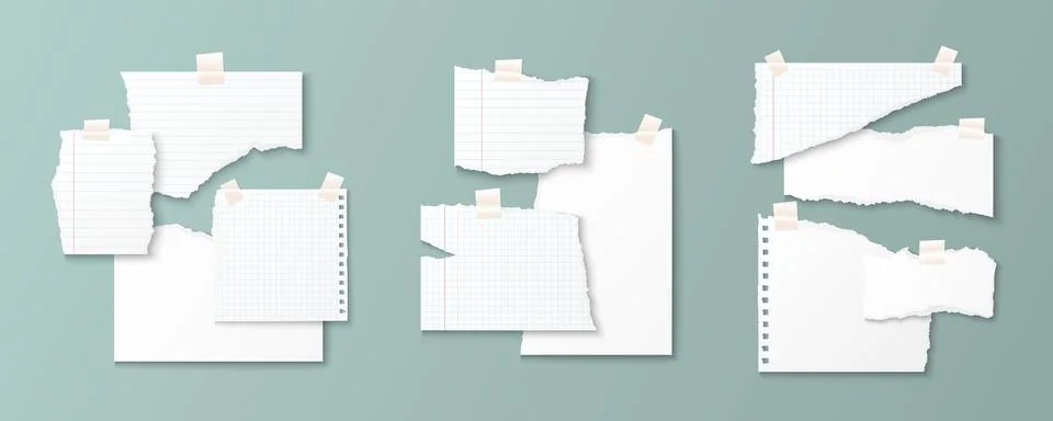 Torn paper realistic scrapbook elements Stock Illustration