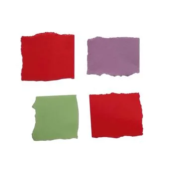Torn paper rectangles in red green purple and orange black background Stock Illustration