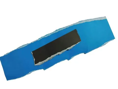 Torn paper with rectangular hole blue paper on black background Stock Illustration
