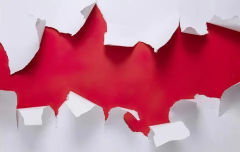 Torn paper with red background and white edges Stock Photos